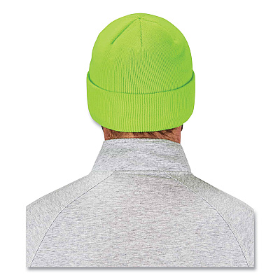 ergodyne N-Ferno 6806 Cuffed Rib Knit Winter Hat, One Size Fits Most, Lime (EGO16806)