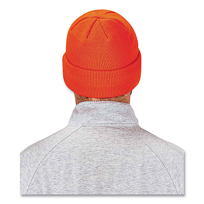 ergodyne N-Ferno 6806 Cuffed Rib Knit Winter Hat, One Size Fits Most, Orange (EGO16807)