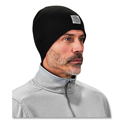 ergodyne N-Ferno 6812 Rib Knit Beanie, One Size Fits Most, Black (EGO16812)