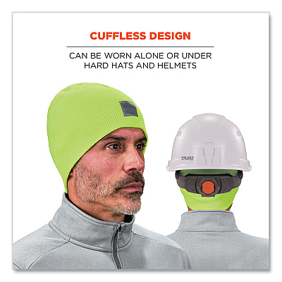 ergodyne N-Ferno 6812 Rib Knit Beanie, One Size Fits Most, Lime (EGO16813)