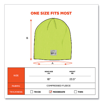 ergodyne N-Ferno 6812 Rib Knit Beanie, One Size Fits Most, Lime (EGO16813)