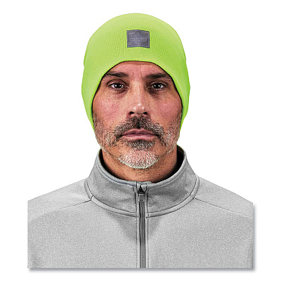 ergodyne N-Ferno 6812 Rib Knit Beanie, One Size Fits Most, Lime (EGO16813)