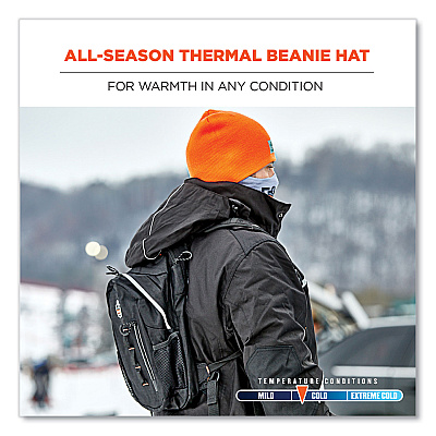 ergodyne N-Ferno 6812 Rib Knit Beanie, One Size Fits Most, Orange (EGO16814)