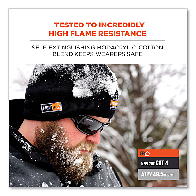ergodyne N-Ferno 6820 FR Cotton Fleece Knit Hat, One Size Fits Most, Black (EGO16820)