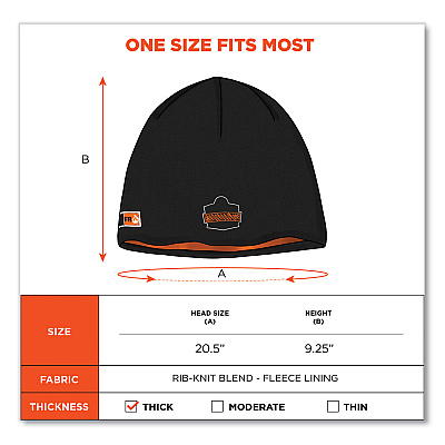 ergodyne N-Ferno 6820 FR Cotton Fleece Knit Hat, One Size Fits Most, Black (EGO16820)