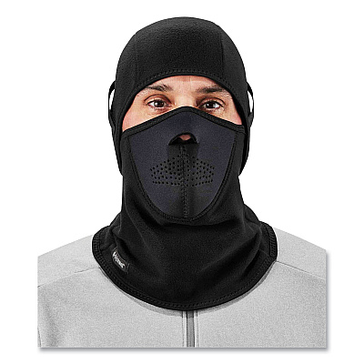 ergodyne N-Ferno 6827 2-Piece Fleece Neoprene Balaclava Face Mask, One Size Fits Most, Black (EGO16827)