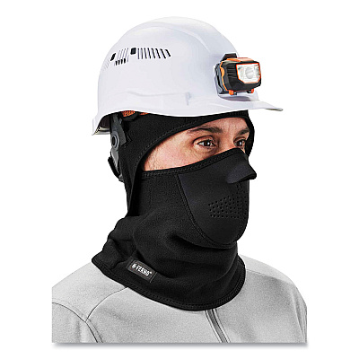 ergodyne N-Ferno 6827 2-Piece Fleece Neoprene Balaclava Face Mask, One Size Fits Most, Black (EGO16827)