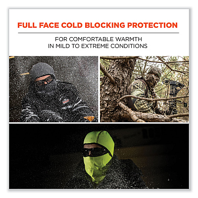 ergodyne N-Ferno 6823 Hinged Balaclava Face Mask, Fleece, One Size Fits Most, Lime (EGO16834)