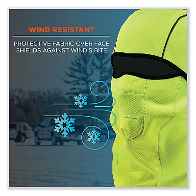 ergodyne N-Ferno 6823 Hinged Balaclava Face Mask, Fleece, One Size Fits Most, Lime (EGO16834)