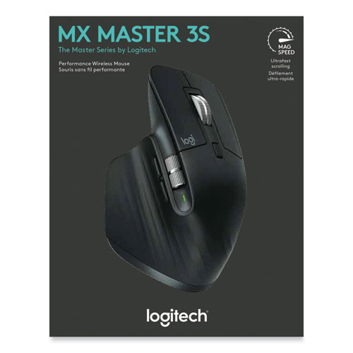 Logitech MX Master 3S Performance Wireless Mouse, 2.4 GHz Frequency/32 ft Wireless Range, Right Hand Use, Black (910006556)