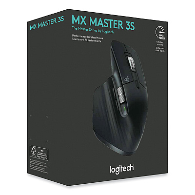 Logitech MX Master 3S Performance Wireless Mouse, 2.4 GHz Frequency/32 ft Wireless Range, Right Hand Use, Black (LOG910006556)