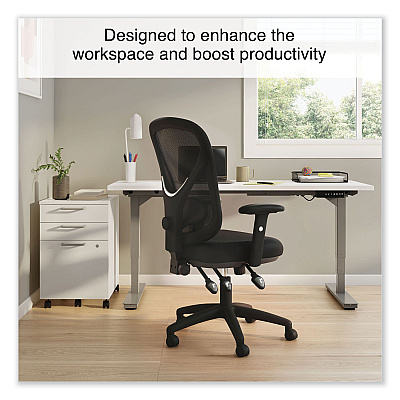 Alera Aeson Series Multifunction Task Chair, Supports Up to 275 lb, 15" to 18.82" Seat Height, Black Seat/Back, Black Base (ALEAS42M14)