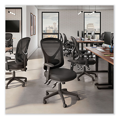 Alera Aeson Series Multifunction Task Chair, Supports Up to 275 lb, 15" to 18.82" Seat Height, Black Seat/Back, Black Base (ALEAS42M14)