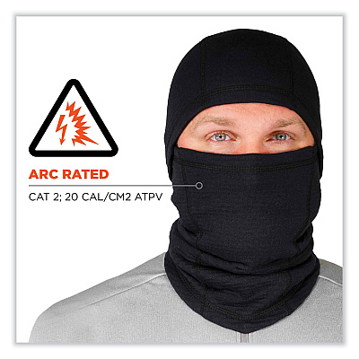 ergodyne N-Ferno 6847 FR Dual Compliant Balaclava Face Mask, Polartec FR Power Grid Fleece, One Size Fits Most, Black (EGO16847)