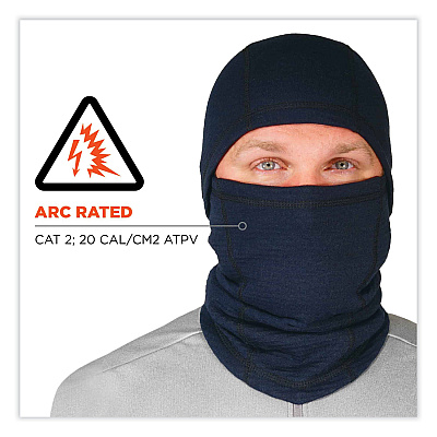 ergodyne N-Ferno 6847 FR Dual Compliant Balaclava Face Mask, Polartec FR Power Grid Fleece, One Size Fits Most, Navy (EGO16848)