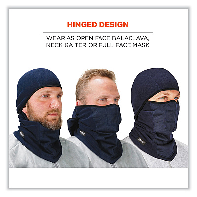 ergodyne N-Ferno 6823 Hinged Balaclava Face Mask, Fleece, One Size Fits Most, Navy (EGO16851)