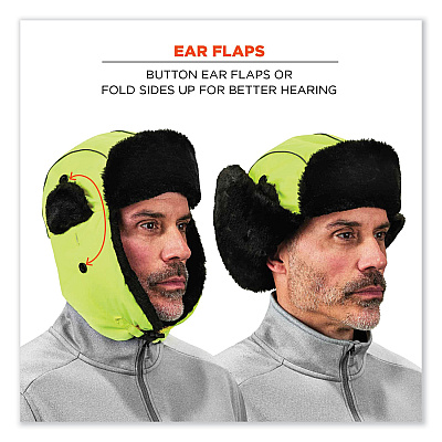 ergodyne N-Ferno 6802 Classic Trapper Hat, Large/X-Large, Lime (EGO16855)