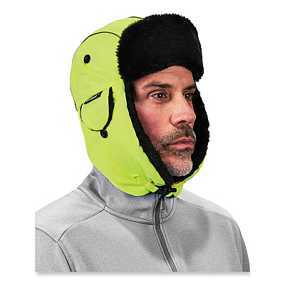 ergodyne N-Ferno 6802 Classic Trapper Hat, Large/X-Large, Lime (EGO16855)