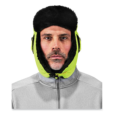 ergodyne N-Ferno 6802 Classic Trapper Hat, Large/X-Large, Lime (EGO16855)