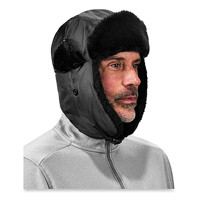 ergodyne N-Ferno 6802Z Zippered Trapper Hat, Small/Medium, Black (EGO16857)