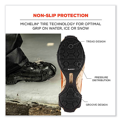 ergodyne Trex 6325 Spikeless Traction Devices, Large (Men's Size 8 to 11), Black, Pair (EGO16924)