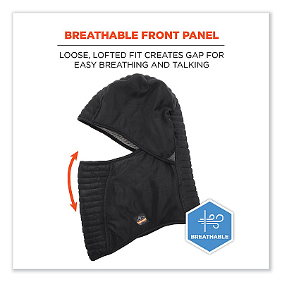 ergodyne N-Ferno 6955 Insulated 3-Layer Balaclava Face Mask, Polartec FR Power Grid Fleece/Polyester/Spandex, One Size, Black (EGO16955)