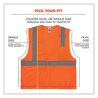 ergodyne GloWear 8210HL Class 2 Economy Mesh Hook and Loop Vest, Polyester, Large/X-Large, Orange (EGO21015)