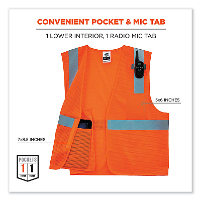 ergodyne GloWear 8210HL Class 2 Economy Mesh Hook and Loop Vest, Polyester, 2X-Large/3X-Large, Orange (EGO21017)