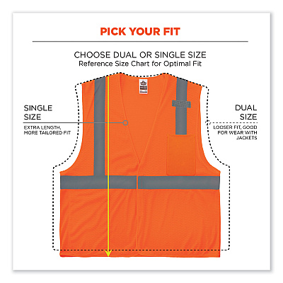 ergodyne GloWear 8210HL Class 2 Economy Mesh Hook and Loop Vest, Polyester, 2X-Large/3X-Large, Orange (EGO21017)