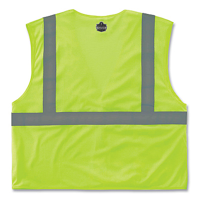 ergodyne GloWear 8210HL Class 2 Economy Mesh Hook and Loop Vest, Polyester, 2X-Large/3X-Large, Lime (EGO21027)
