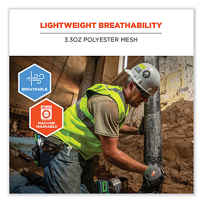 ergodyne GloWear 8210HL Class 2 Economy Mesh Hook and Loop Vest, Polyester, 2X-Large/3X-Large, Lime (EGO21027)