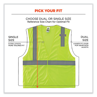 ergodyne GloWear 8210HL Class 2 Economy Mesh Hook and Loop Vest, Polyester, 4X-Large/5X-Large, Lime (EGO21029)