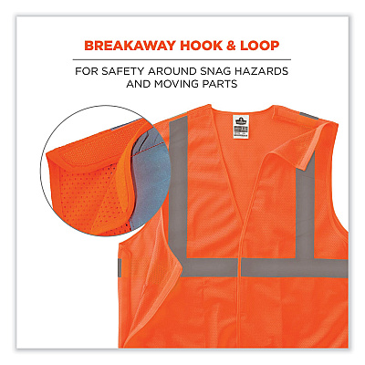 ergodyne GloWear 8215BA Class 2 Economy Breakaway Mesh Vest, Polyester, X-Small, Orange (EGO21061)