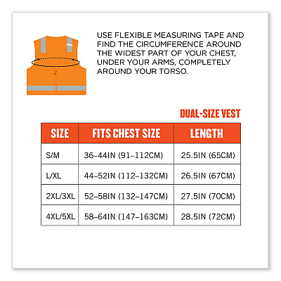 ergodyne GloWear 8215BA Class 2 Economy Breakaway Mesh Vest, Polyester, X-Small, Orange (EGO21061)