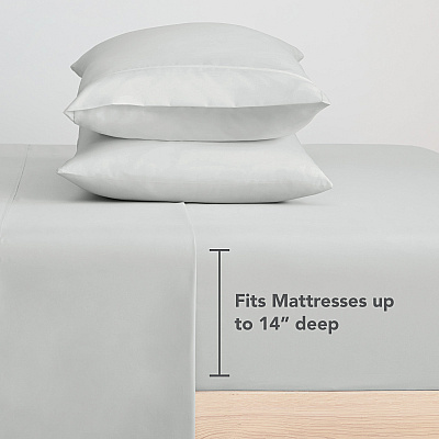 Host & Home Microfiber Fitted Sheets - Twin - Gray W/ Black Hem, Case Of 24 (MFS-368012-GY)