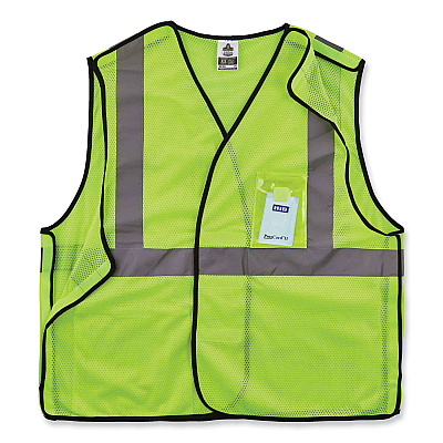 ergodyne GloWear 8216BA Class 2 Breakaway Mesh ID Holder Vest, Polyester, 2X-Large/3X-Large, Lime (EGO21097)