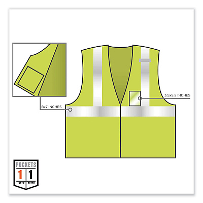 ergodyne GloWear 8216BA Class 2 Breakaway Mesh ID Holder Vest, Polyester, 2X-Large/3X-Large, Lime (EGO21097)