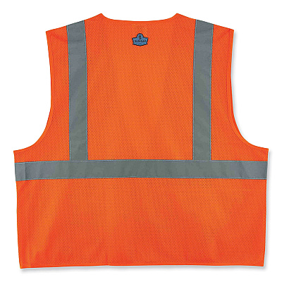 ergodyne GloWear 8220Z Class 2 Standard Mesh Zipper Vest, Polyester, Small/Medium, Orange (EGO21113)