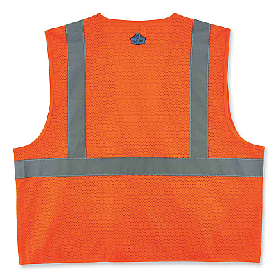 ergodyne GloWear 8220Z Class 2 Standard Mesh Zipper Vest, Polyester, 4X-Large/5X-Large, Orange (EGO21119)