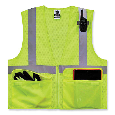 ergodyne GloWear 8220Z Class 2 Standard Mesh Zipper Vest, Polyester, 4X-Large/5X-Large, Lime (EGO21129)