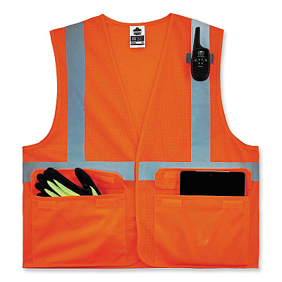 ergodyne GloWear 8220HL Class 2 Standard Mesh Hook and Loop Vest, Polyester, Small/Medium, Orange (EGO21133)