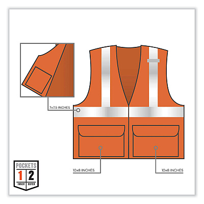 ergodyne GloWear 8220HL Class 2 Standard Mesh Hook and Loop Vest, Polyester, 2X-Large/3X-Large, Orange (EGO21137)