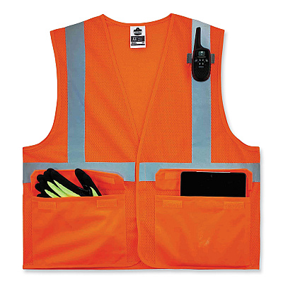 ergodyne GloWear 8220HL Class 2 Standard Mesh Hook and Loop Vest, Polyester, 2X-Large/3X-Large, Orange (EGO21137)