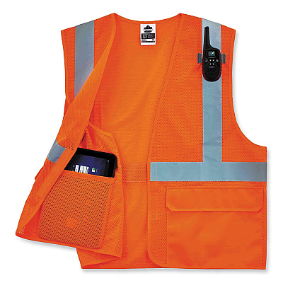 ergodyne GloWear 8220HL Class 2 Standard Mesh Hook and Loop Vest, Polyester, 4X-Large/5X-Large, Orange (EGO21139)
