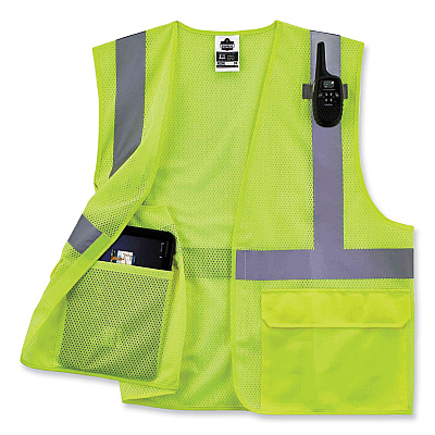 ergodyne GloWear 8220HL Class 2 Standard Mesh Hook and Loop Vest, Polyester, Small/Medium, Lime (EGO21143)
