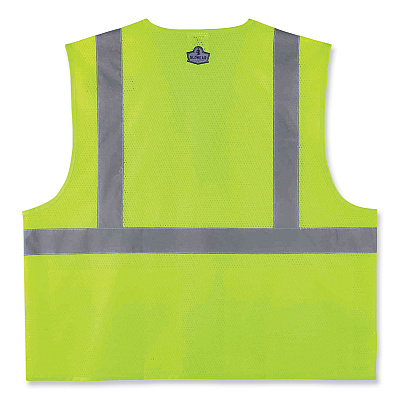 ergodyne GloWear 8220HL Class 2 Standard Mesh Hook and Loop Vest, Polyester, Large/X-Large, Lime (EGO21145)