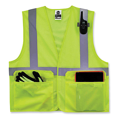 ergodyne GloWear 8220HL Class 2 Standard Mesh Hook and Loop Vest, Polyester, Large/X-Large, Lime (EGO21145)