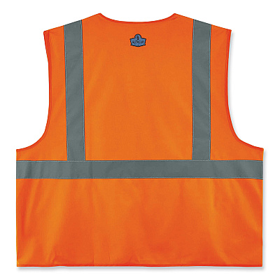 ergodyne GloWear 8225HL Class 2 Standard Solid Hook and Loop Vest, Polyester, Orange, 4X-Large/5X-Large (EGO21179)