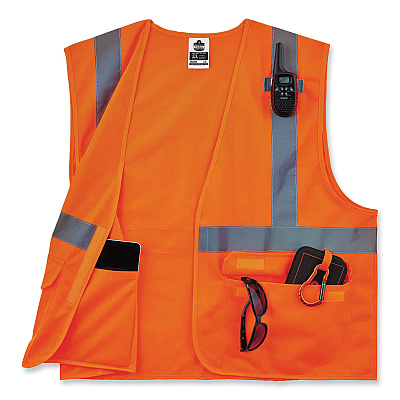 ergodyne GloWear 8225HL Class 2 Standard Solid Hook and Loop Vest, Polyester, Orange, 4X-Large/5X-Large (EGO21179)