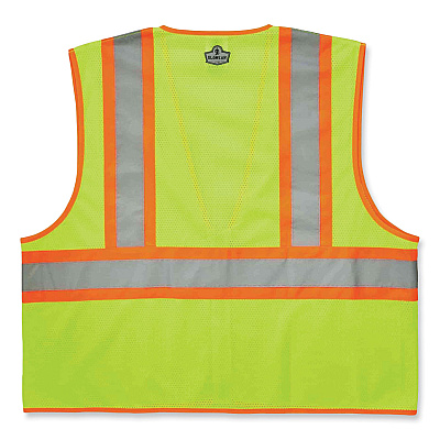 ergodyne GloWear 8229Z Class 2 Economy Two-Tone Zipper Vest, Polyester, X-Small, Lime (EGO21291)